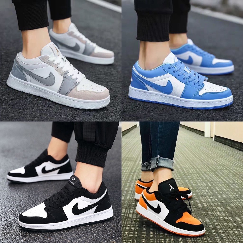 Giày thể thao JORDAN 1 cổ thấp các màu Đen xám xanh Hot trend nam nữ, Giày sneaker JD1 thấp cổ dùng đi học,chạy bộ