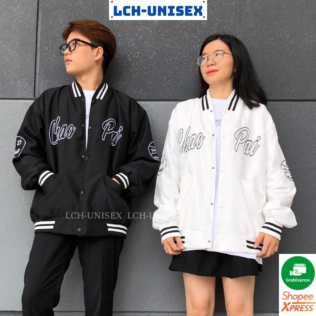 Áo khoác bóng chày nam nữ vải dù 2 lớp thêu Chaopai Bomber varsity unisex form rộng LCH