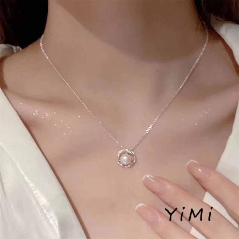 Vòng cổ choker kiểu hình học đính ngọc trai thời trang Hàn Quốc cho nữ