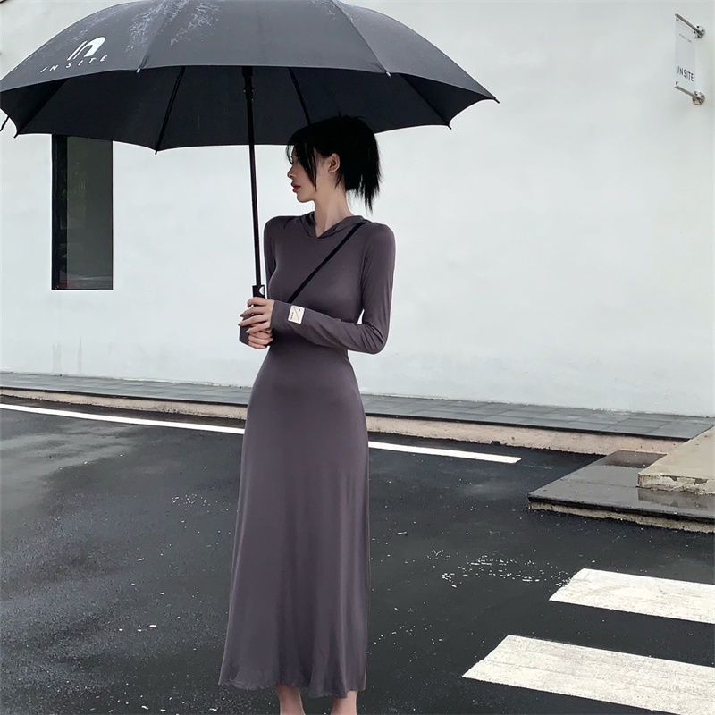 COZOK Váy Hoodie Tay Dài Form Ôm Kiểu Dáng Hợp Thời Trang