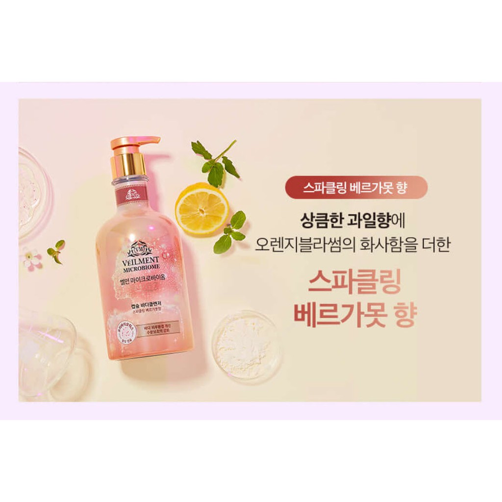 Sữa tắm On: The Body Veilment Microbiome hạt dưỡng ẩm và làm sáng da - hương Sparkling Bergamot 600gr