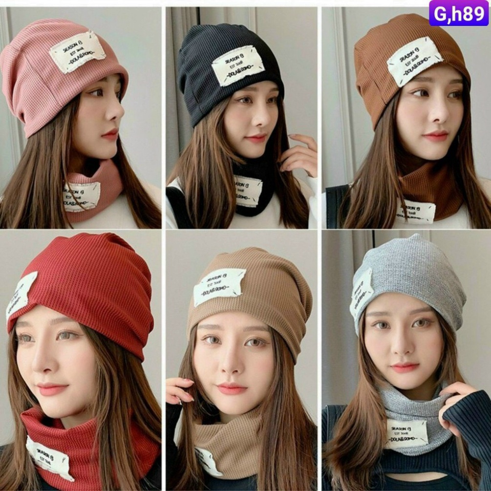 Mũ len trùm đầuFREESHIPMũ nỉ mỏng 2 lớp trùm đầu 2in1 vừa là mũ vừa là khăn ống style Hàn quốc giữ ấm thời trang