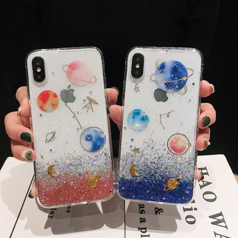 Ốp Điện Thoại Trong Suốt Họa Tiết Bầu Trời Đầy Sao Lấp Lánh Sáng Tạo Cho Iphone Xr Xs Max