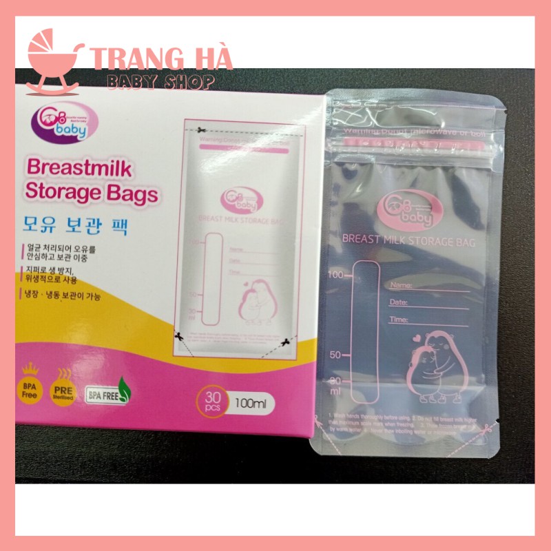 𝑺𝑨𝑳𝑬 𝑺𝑶̂́𝑪  TÚI TRỮ SỮA GB BABY 100ML HÀN QUỐC HỘP 30 TÚI