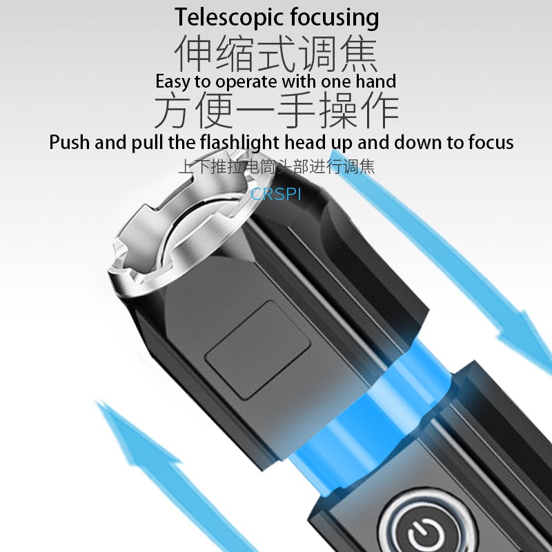 Đèn Pin LED XHP50 3000 Lumens Siêu Sáng Sạc USB 5 Chế Độ