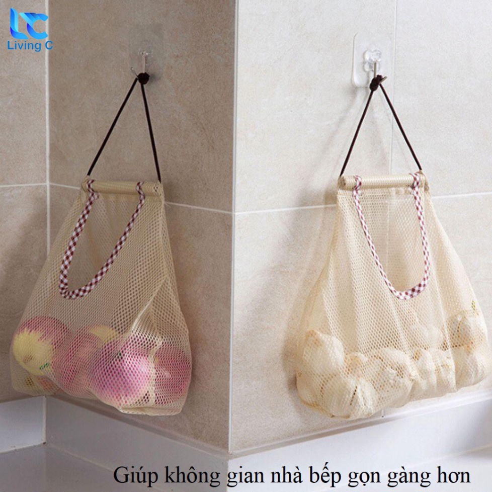 Túi treo tường đựng thực phẩm rau củ quả mỹ phẩm đa năng Living C