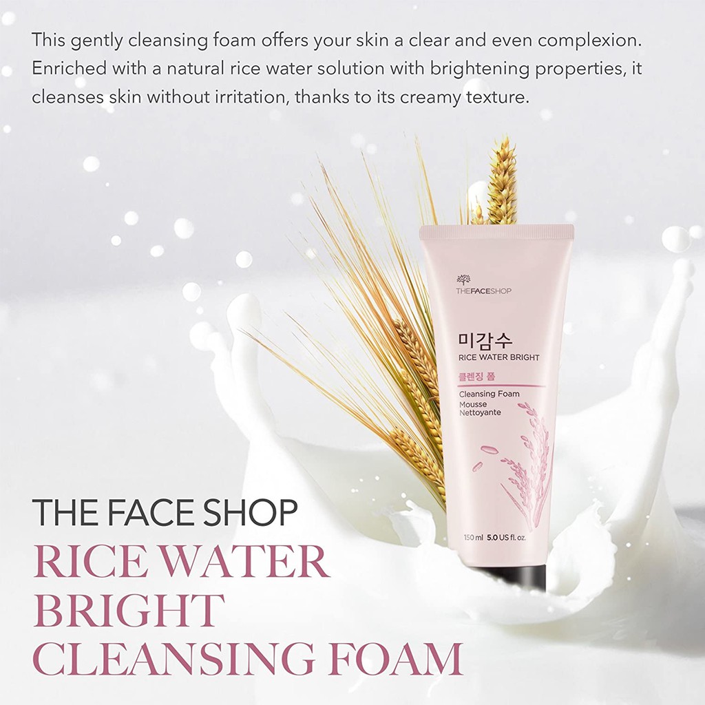 SỮA RỬA MẶT GẠO LÀM SÁNG DA RICE WATER BRIGHT CLEANSING FOAM THE FACE SHOP