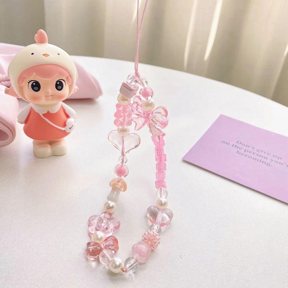 Dây Đeo Điện Thoại Bằng Acrylic Màu Hồng Chống Thất Lạc Tiện Dụng