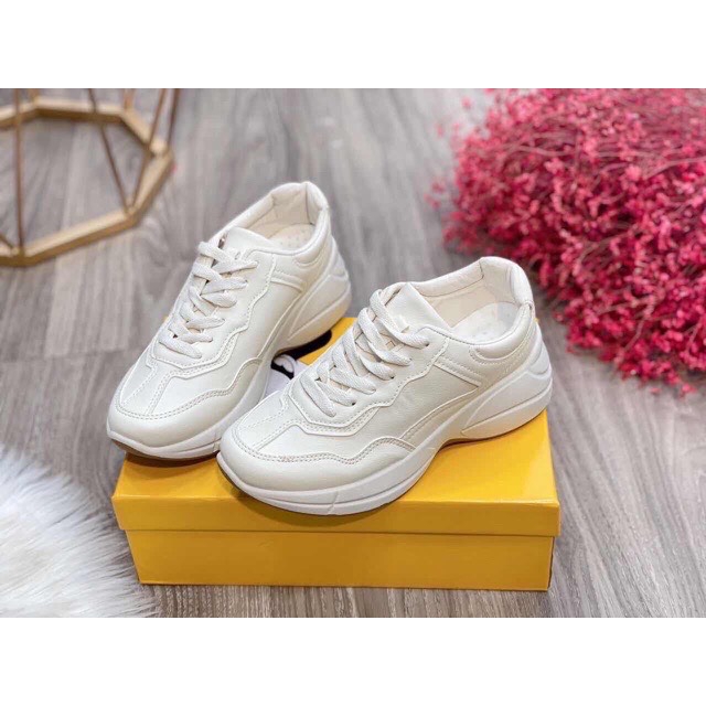 giày sneaker đế cao 4cm năng động màu kem đế nâu- T289