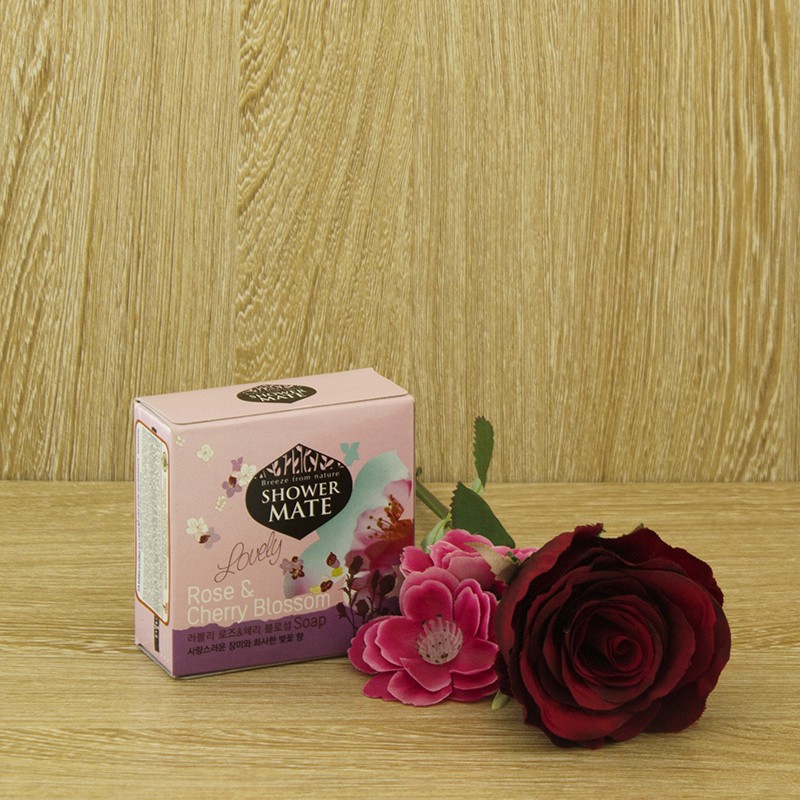 Xà bông tắm dưỡng da cao cấp giúp da mịn màng và làm sạch da SHOWERMATE Rose &amp; Cherry Blossom 100g - Hàn Quốc Chính Hãng