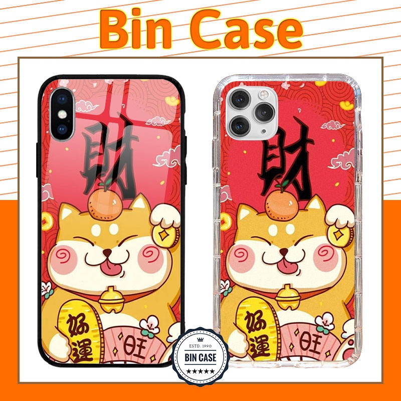 ❤Ốp in hình con Mèo béo màu vàng đẹp ❤Ốp Kính may mắn tài lộc iphone 13 12 11 Pro Max 6s 6 7 8 Plus X Xr Xs Max MEO014