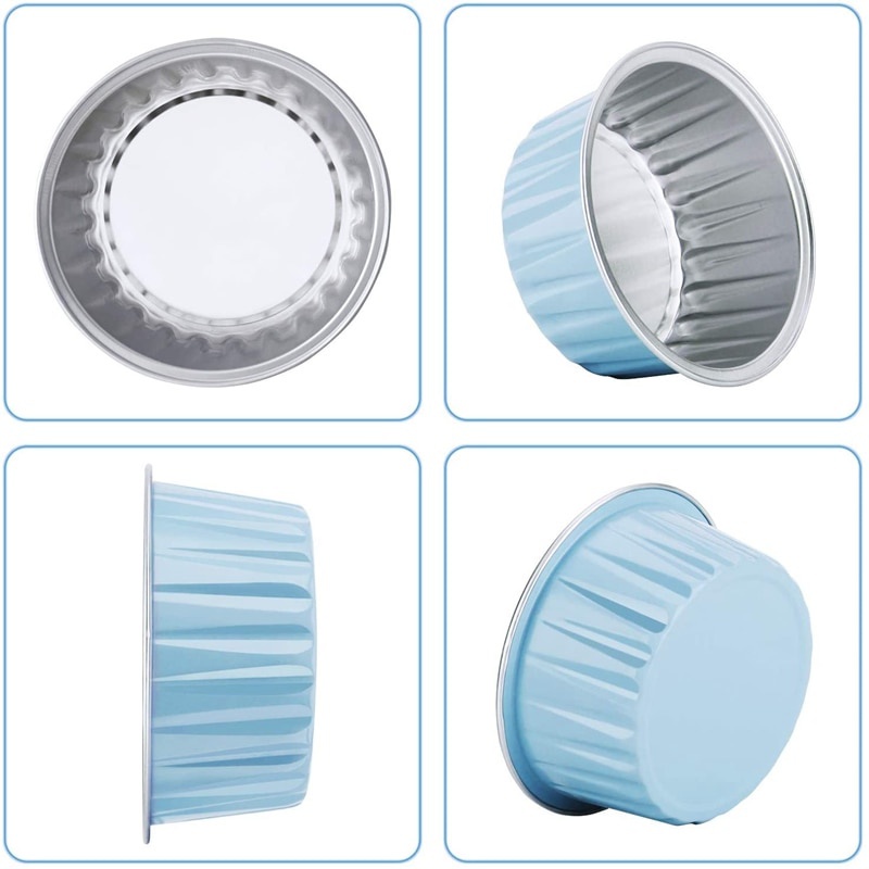 Set 100 Cốc Lá Nhôm 125Ml Có Nắp Dùng Một Lần Để Làm Bánh Muffin