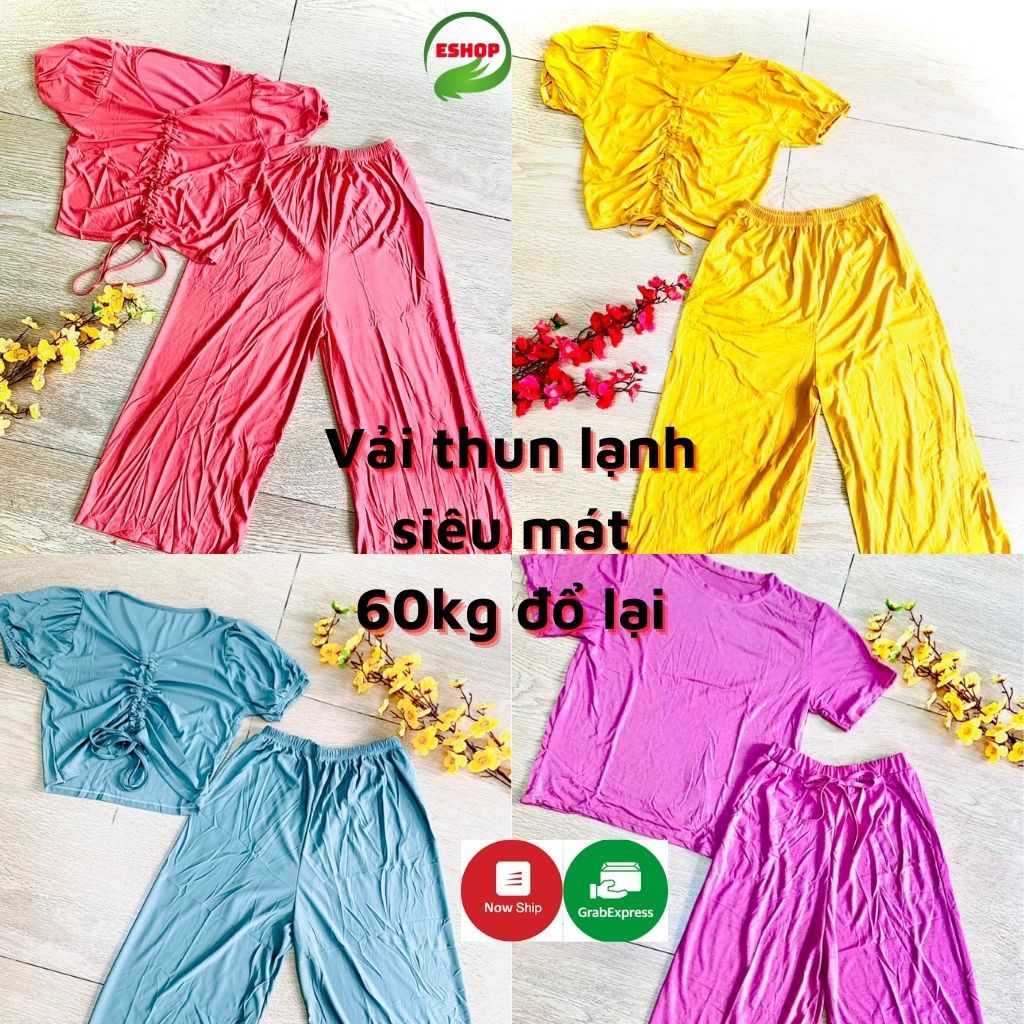 Đồ bộ đồ mặc nhà nữ bigsize 45 -85kg Đồ bộ nữ cotton co giãn ESHOP DB11 thể thao Sét bộ thun nữ đẹp mùa hè quần dài