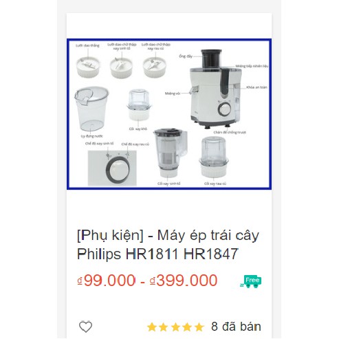 [Phụ kiện Philips HR1847 HR1811] - Máy ép trái cây Philips HR1811 HR1847 HR1848