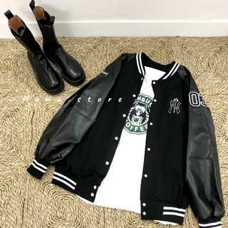 Áo khoác bomber (phối da)