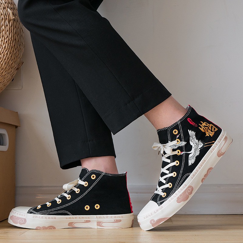 [Mã FAGREEN245 giảm tới 30K đơn 99K] Giày cao cổ nam họa tiết Hồng Hạc Cực Chất, giày nam xu hướng hót nhất 2020 | BigBuy360 - bigbuy360.vn