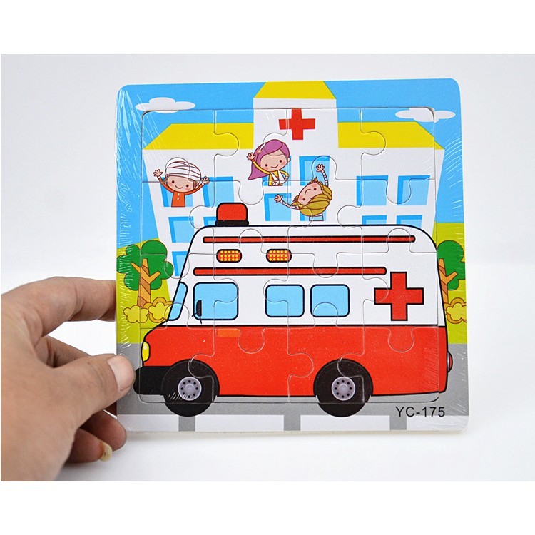 Combo 10 tranh ghép hình 16 mảnh puzzle gỗ cho bé - Giao các hình khác nhau