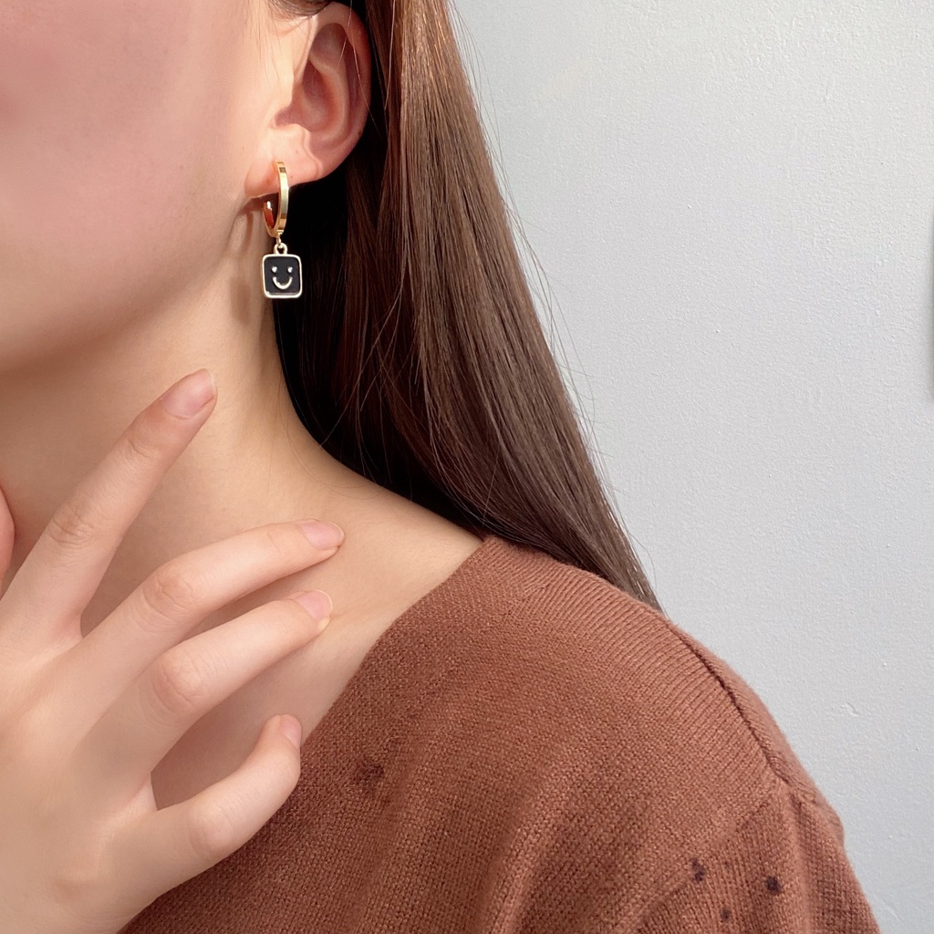 Bông Tai Mạ Bạc 925 Hình Mặt Cười Dễ Thương Phong Cách Hàn Quốc 2022