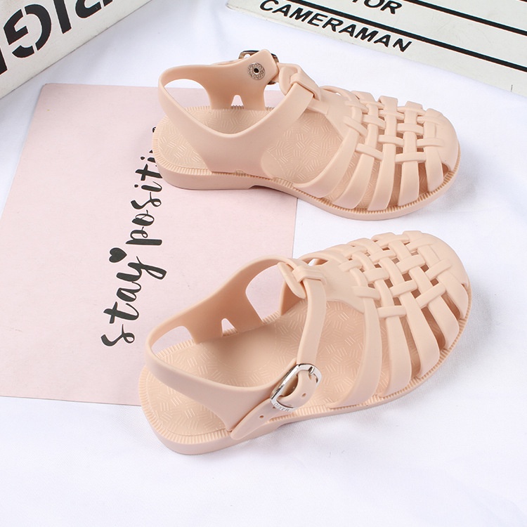 SANITKUN Giày sandal khoét lỗ màu trơn thời trang mùa hè xinh xắn dành cho bé trai và bé gái