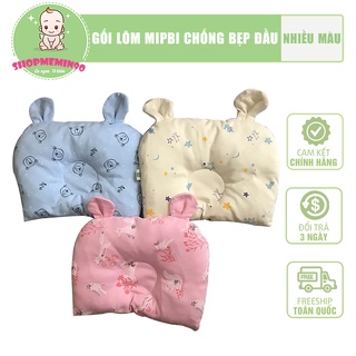 Gối lõm Mipbi chống bẹp đầu 100% Cotton 🍦HÀNG CAO CẤP🍦 Gối lõm sơ sinh thấm hút mồ hôi