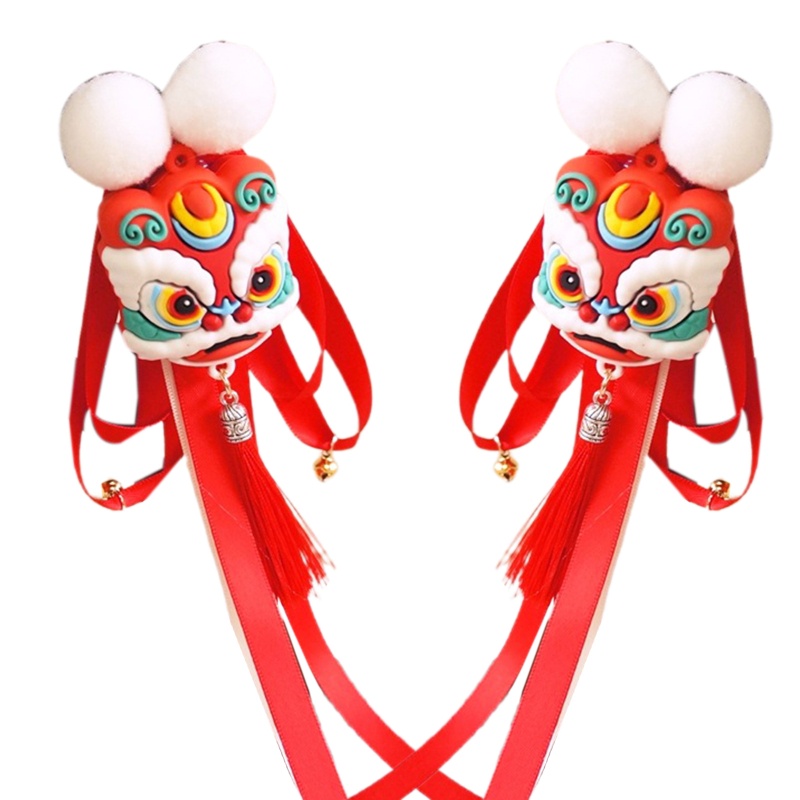 Kẹp Tóc Ruy Băng Tua Rua Hình Hổ Hóa Trang Nhân Vật Hoạt Hình Năm Mới