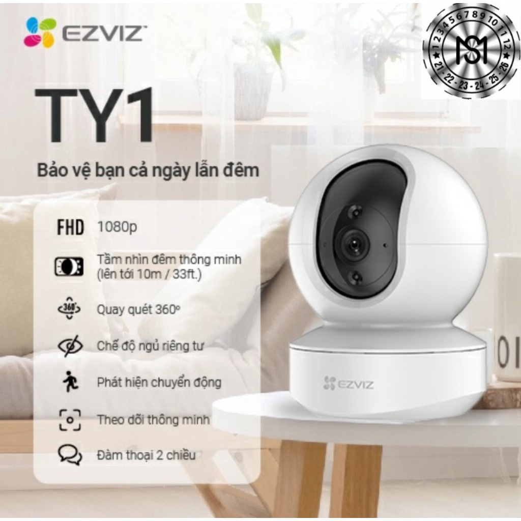 Camera WiFi Ezviz TY1 4.0MP hoặc 2.0MP Model 2022, Xoay 360 độ, Đàm thoại 2 chiều, Chính hãng nguyên seal 100%