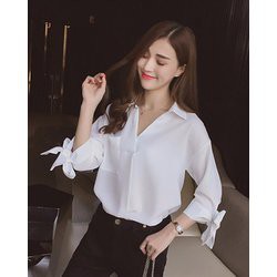 Áo kiểu sơ mi nữ hàn quốc công sở thời trang áo cột Nơ Tay Lỡ💕𝑭𝑹𝑬𝑬𝑺𝑯𝑰𝑷💕