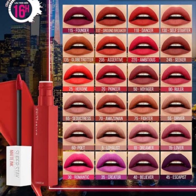 Son kem chuẩn lì giữ màu 16h Maybelline Super Stay Matte Ink 5ml