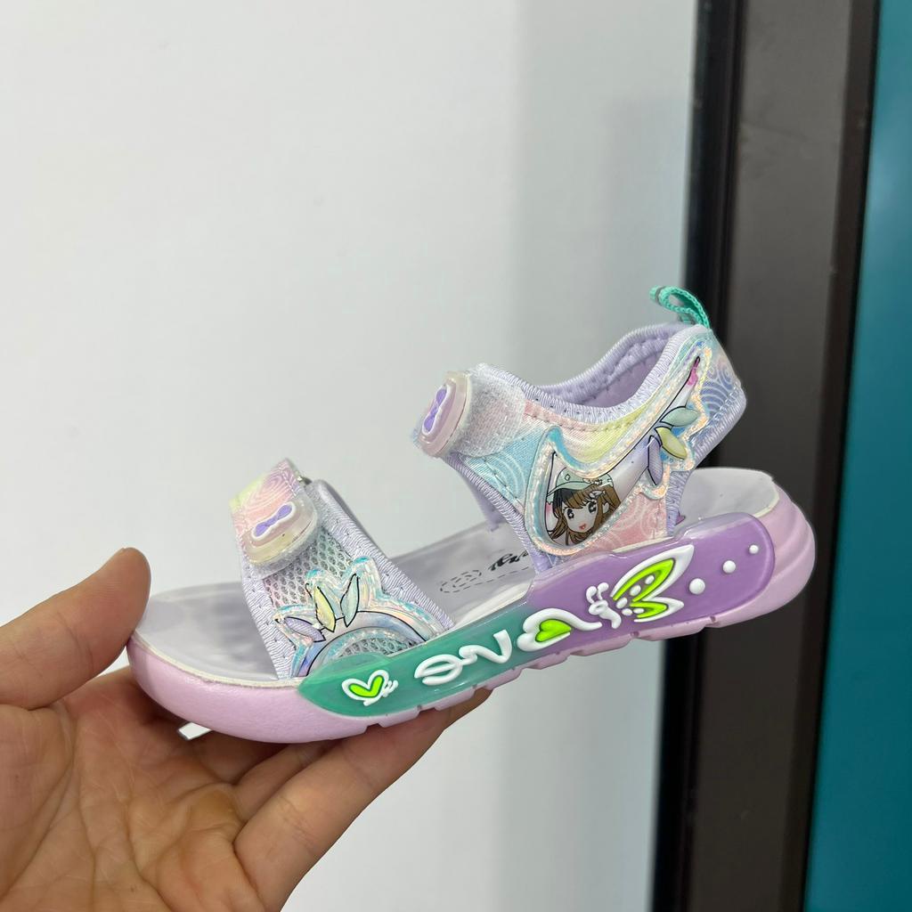 Dép quai hậu đế eva siêu nhẹ cho be gái in hoạt hình tiểu thư QCCC - Sandal cho bé khâu đế chống trượt fullbox 8807