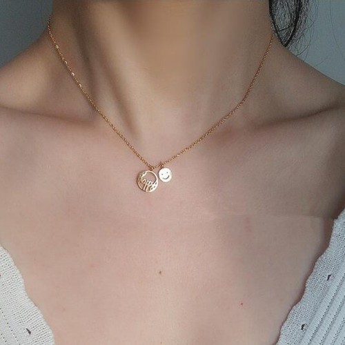 Dây Chuyền Nữ Mặt Cười Happy Titan Ko Đen TT 2839