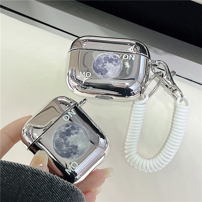 Vỏ Bảo Vệ Hộp Sạc Tai Nghe Airpods Pro 2 / 3 / 3 Mạ Điện Kèm Dây Đeo Phù Hợp