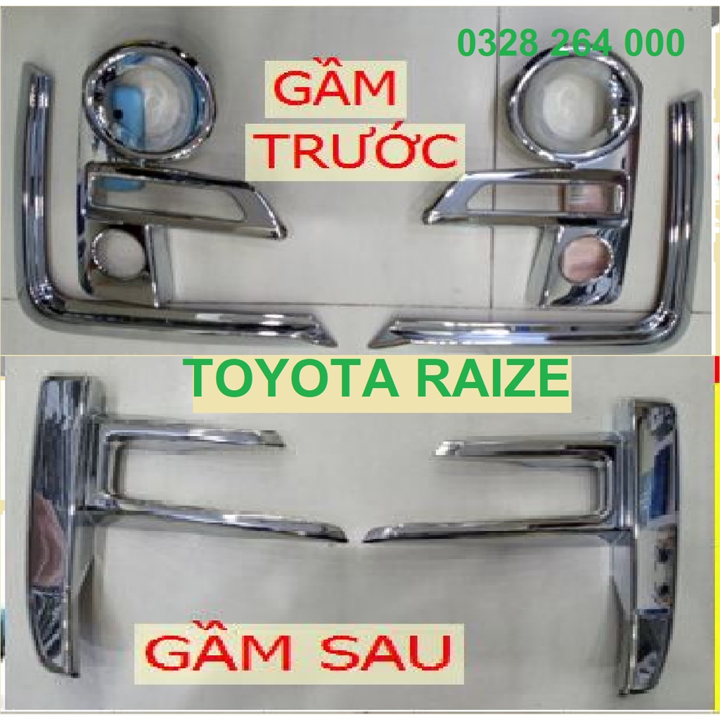 Ốp viền đèn gầm trước, sau xe Toyota Raize 2021-2022 mạ crom cao cấp