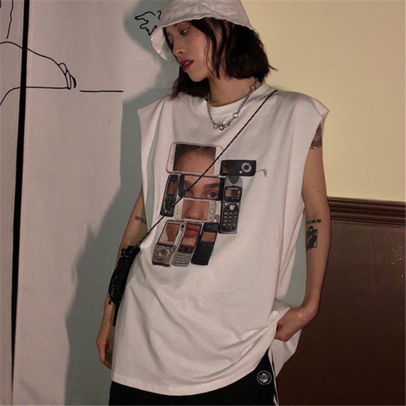 Áo tanktop ba lỗ unisex nam nữ  form rộng in hình Smartphone dáng thể thao năng động, áo thun ba lỗ nam nữ basic