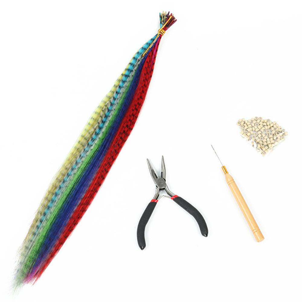 Bộ Tóc Giả Nối Dài Bằng Sợi Tổng Hợp Màu Sắc Ngẫu Nhiên Kèm Móc Tiện Dụng DIY