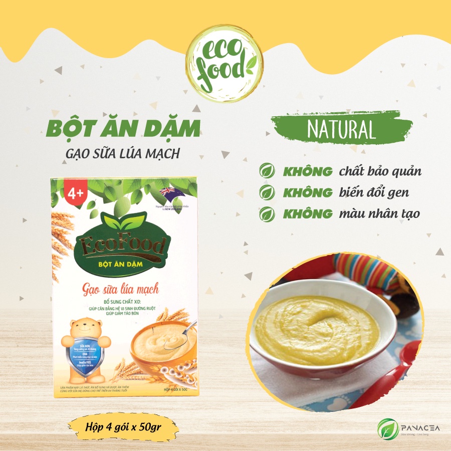 Bột Ăn Dặm Ecofood vị Gạo Sữa Lúa Mạch cho bé 4m+ - Thực đơn ăn dặm - Ăn dặm truyền thống - Ăn dặm kiểu Nhật