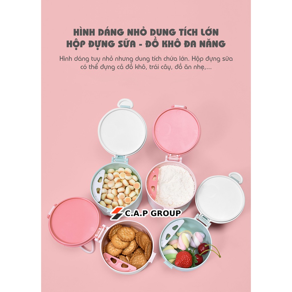 Hộp đựng sữa bột cho bé - đựng đồ ăn dặm đồ khô đồ ăn nhẹ cho bé cao cấp tiện dụng khi đi chơi, đi du lịch