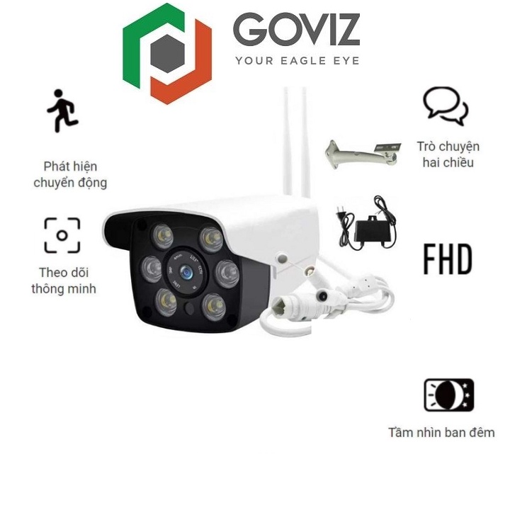 Camera wifi GOVIZ ngoài trời 2R6LED 3.0Mpx Full HD chống nước xem đêm rõ nét