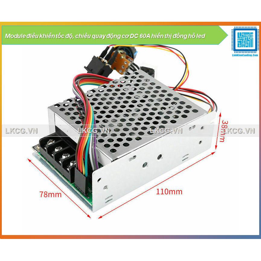 Module điều khiển tốc độ, chiều quay động cơ DC 60A hiển thị đồng hồ led