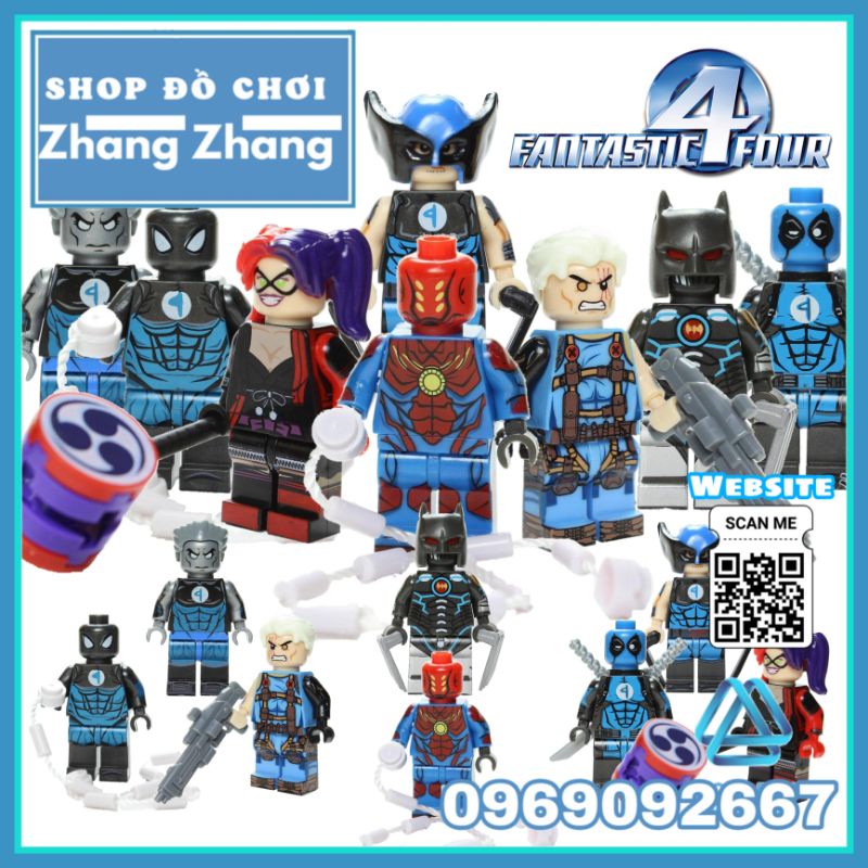 Đồ chơi Xếp hình Colossus gồm Wolverine Deadpool Spider-Man Cable Murder Machine Harley Quinn Minifigures POGO PG8180