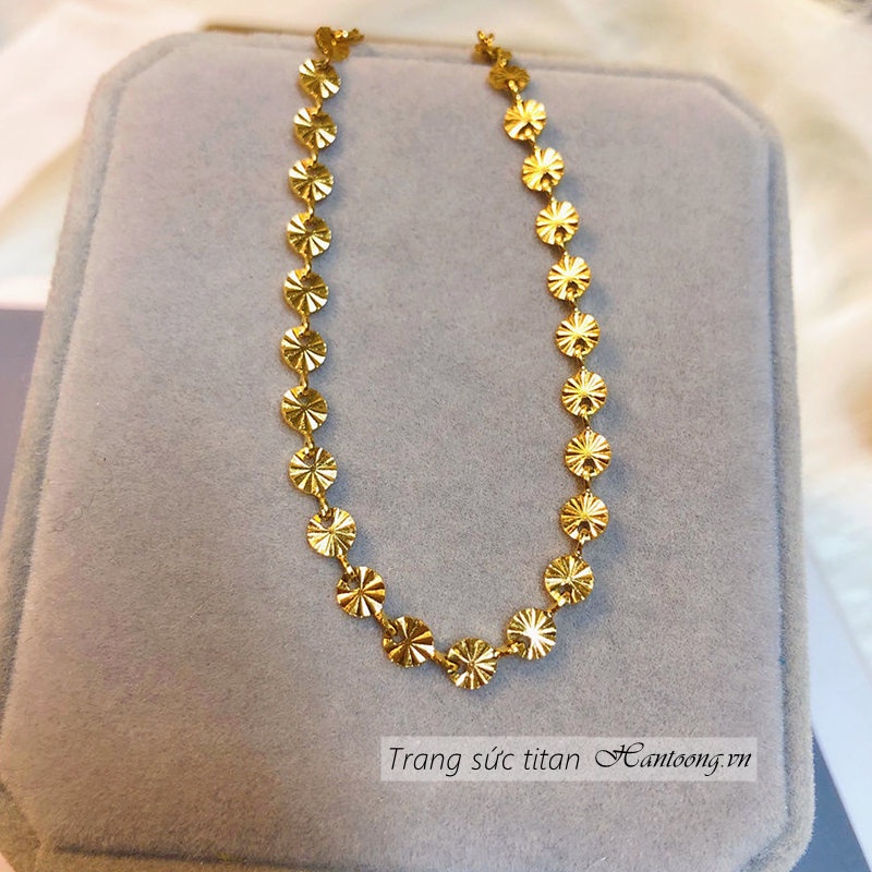 Lắc tay titan nữ không gỉ mạ vàng 18k thiết kế hình hoa phong cách ins hàn quốc nhẹ nhàng thanh lịch