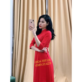[BÃO SALE] - Áo dài lụa nhật trơn cổ cao 2,5 phân