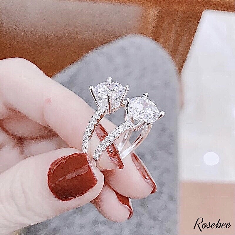 Nhẫn nữ đính hột cao Italy mạ bạch kim - Phong cách thời trang thanh lịch, sang trọng