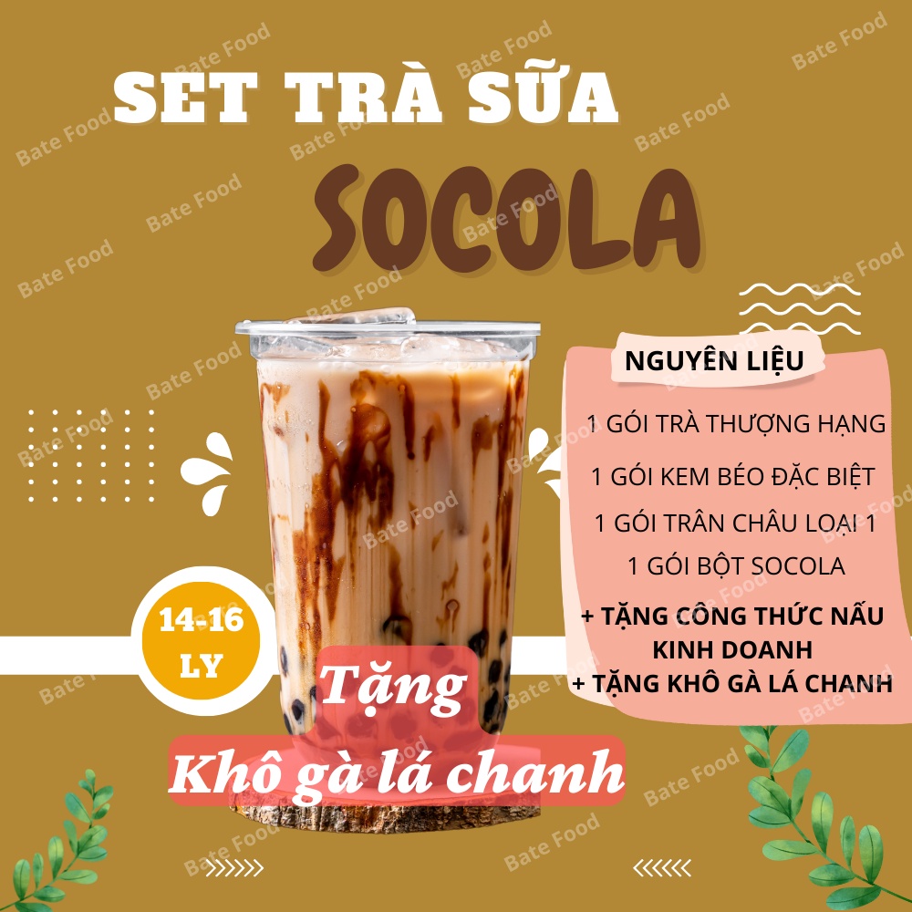 Set Nguyên Liệu Trà Sữa Phúc Long, Matcha, Socola, Khoai Môn Siêu Ngon Thành Phẩm 14-16ly