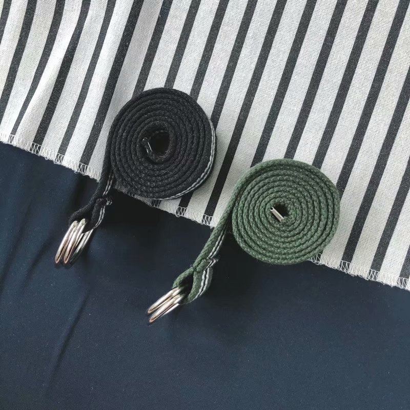Thắt lưng vải canvas họa tiết sọc caro thời trang cho nam và nữ