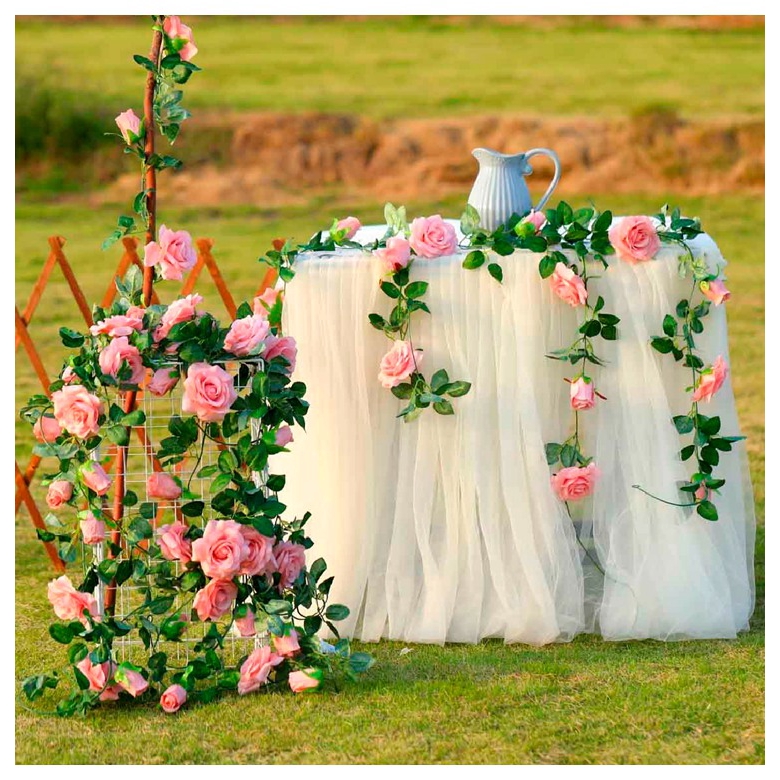 Dây hoa hồng nhân tạo 245cm trang trí nhà cửa xinh xắn