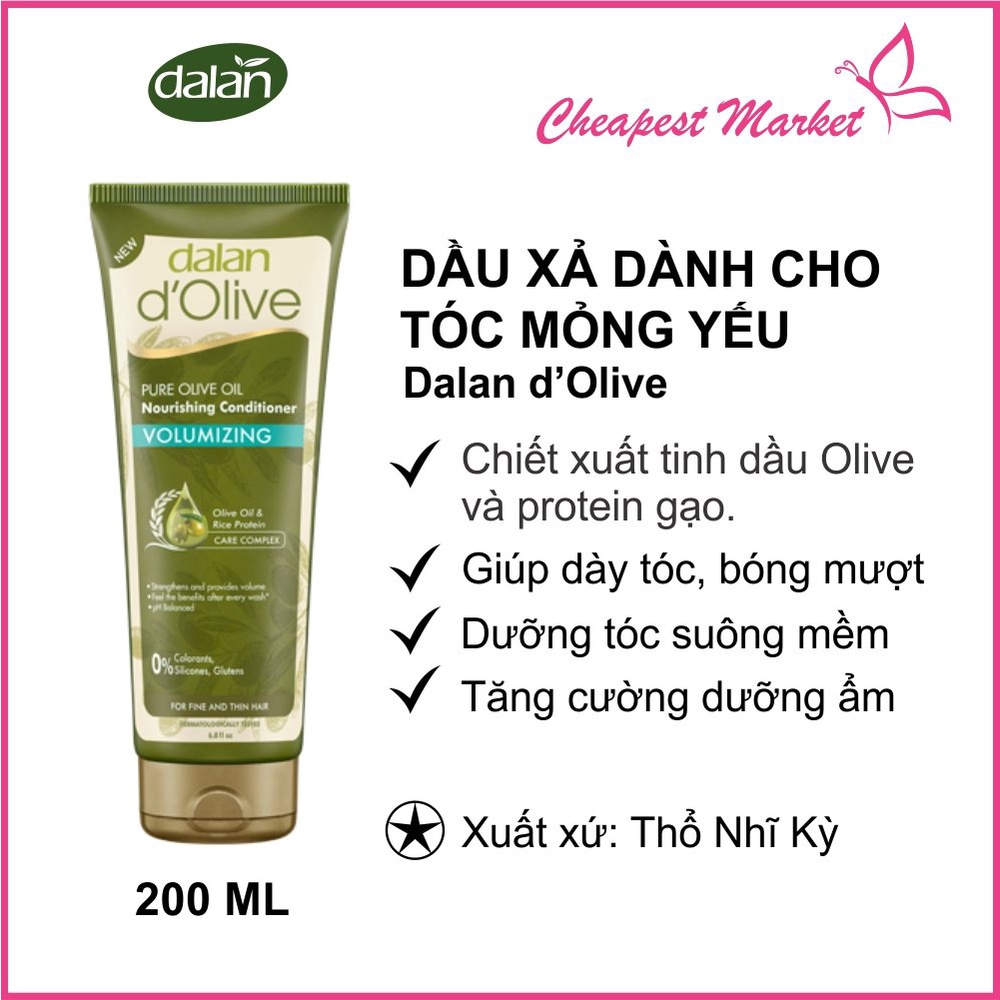 Dầu xả Oliu Cho Tóc Mỏng Và Yếu Dalan d'olive 200ML