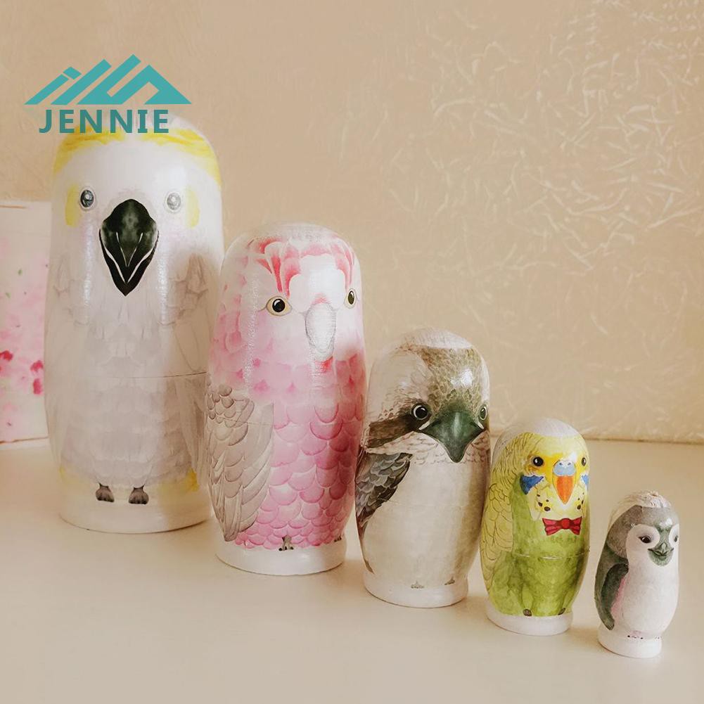 Bộ 5 Búp Bê Nga Matryoshka Hình Con Cú Bằng Gỗ