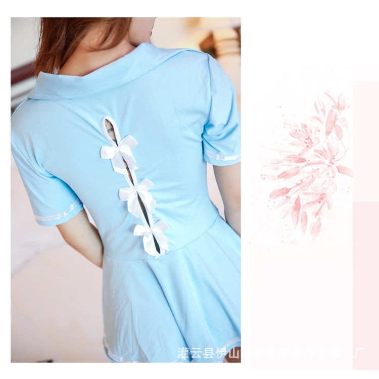 Váy ngủ thủy thủ from ngắn ngực xẻ sâu sexy, đầm ngủ phong cách thủy thủ trẻ trung gợi cảm TK2672