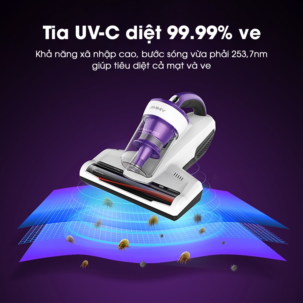 Máy hút bụi giường nệm diệt khuẩn UV JIMMY JV12 Anti-mite Vacuum Cleaner 10000Pa hút sâu 30 cm