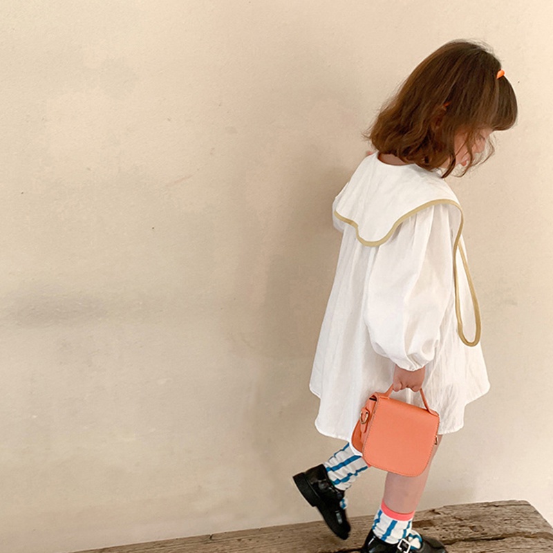 Đầm công chúa tay dài phồng cổ bẻ phong cách Hàn Quốc thời trang mùa thu xinh xắn dành cho bé gái